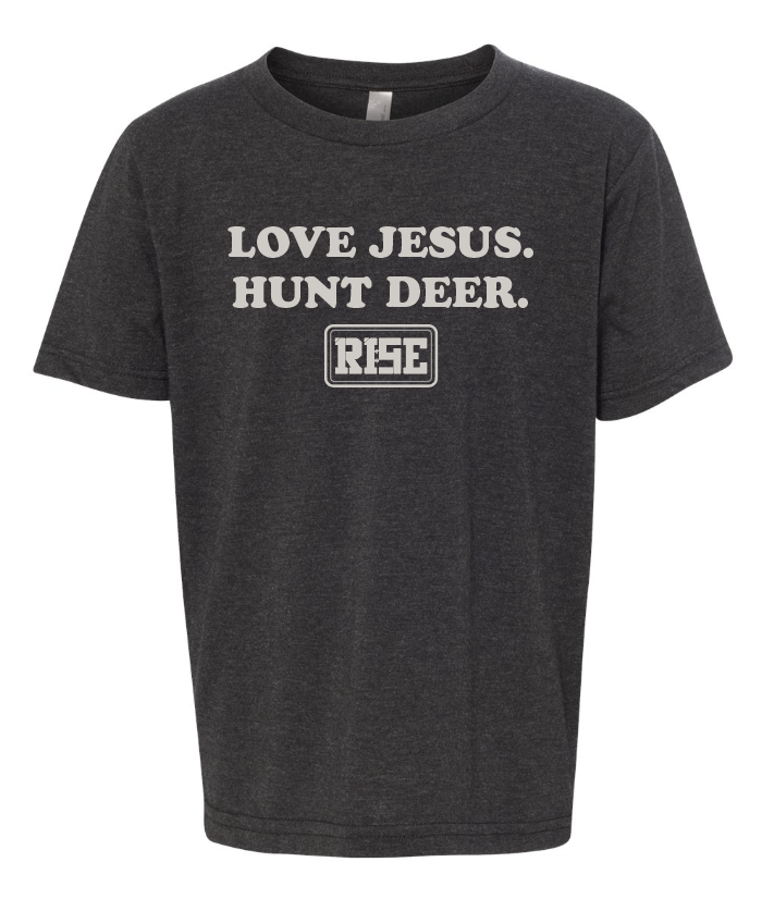 YOUTH MODEL - LOVE JESUS. HUNT DEER. Tee