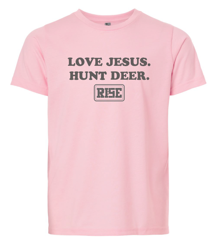 YOUTH MODEL - LOVE JESUS. HUNT DEER. Tee