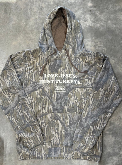 LOVE JESUS. HUNT TURKEYS. Hooded sweatshirt