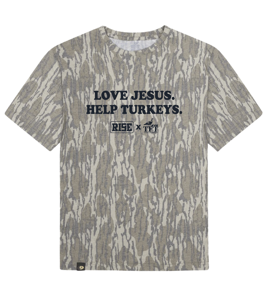 LOVE JESUS. HELP TURKEYS. RISE X TFT - YOUTH TEE - Orders will ship beginning week of 23 NOV 2026