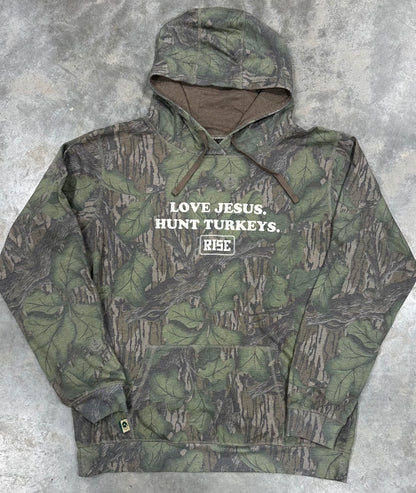 LOVE JESUS. HUNT TURKEYS. Hooded sweatshirt