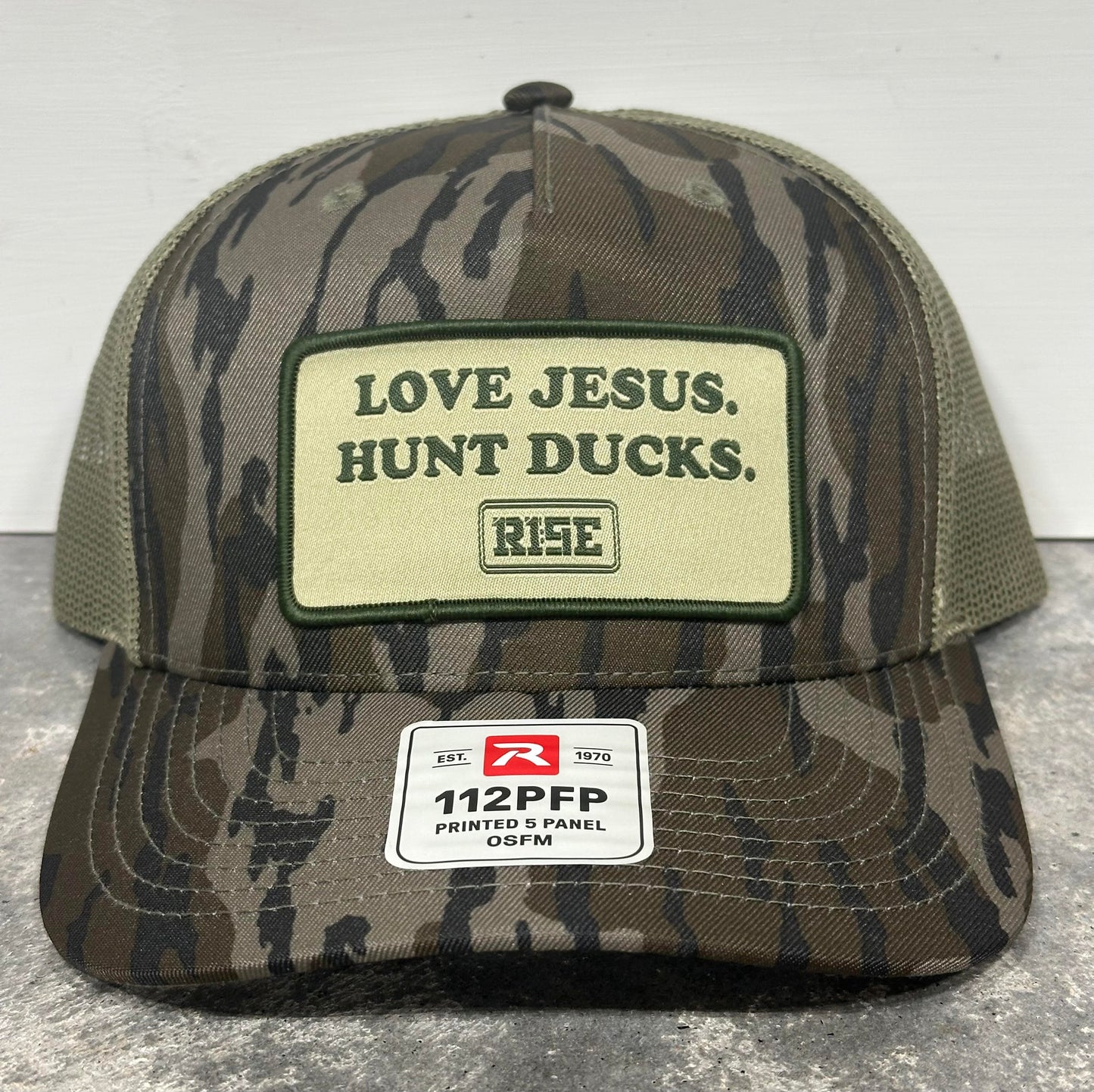 LOVE JESUS. HUNT DUCKS. Patch Hat - Richardson 112